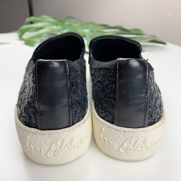 Sam Edelman Becker Casual Sneakers Black Sequin Slip On Women's 7.5 - Picture 9 of 10